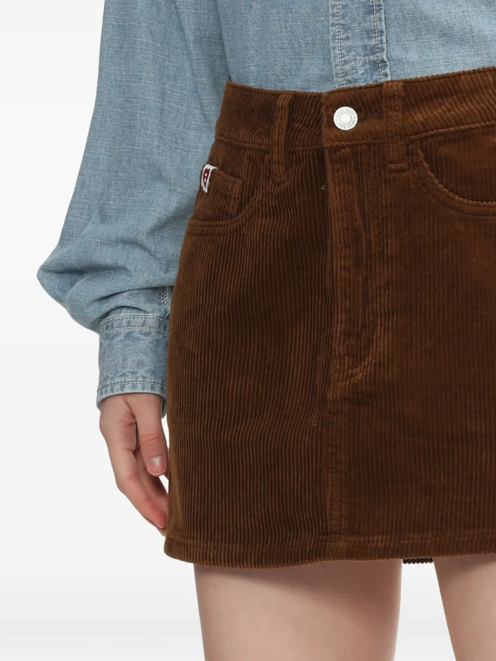 A BATHING APE Ribfluwelen mini-rok met hartpatroon Bruin