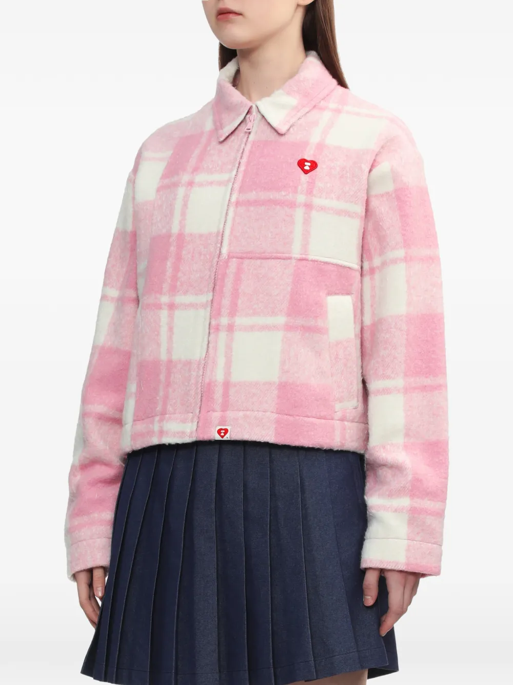  A Bathing Ape® Apee Check Zip Jacket - Pink 