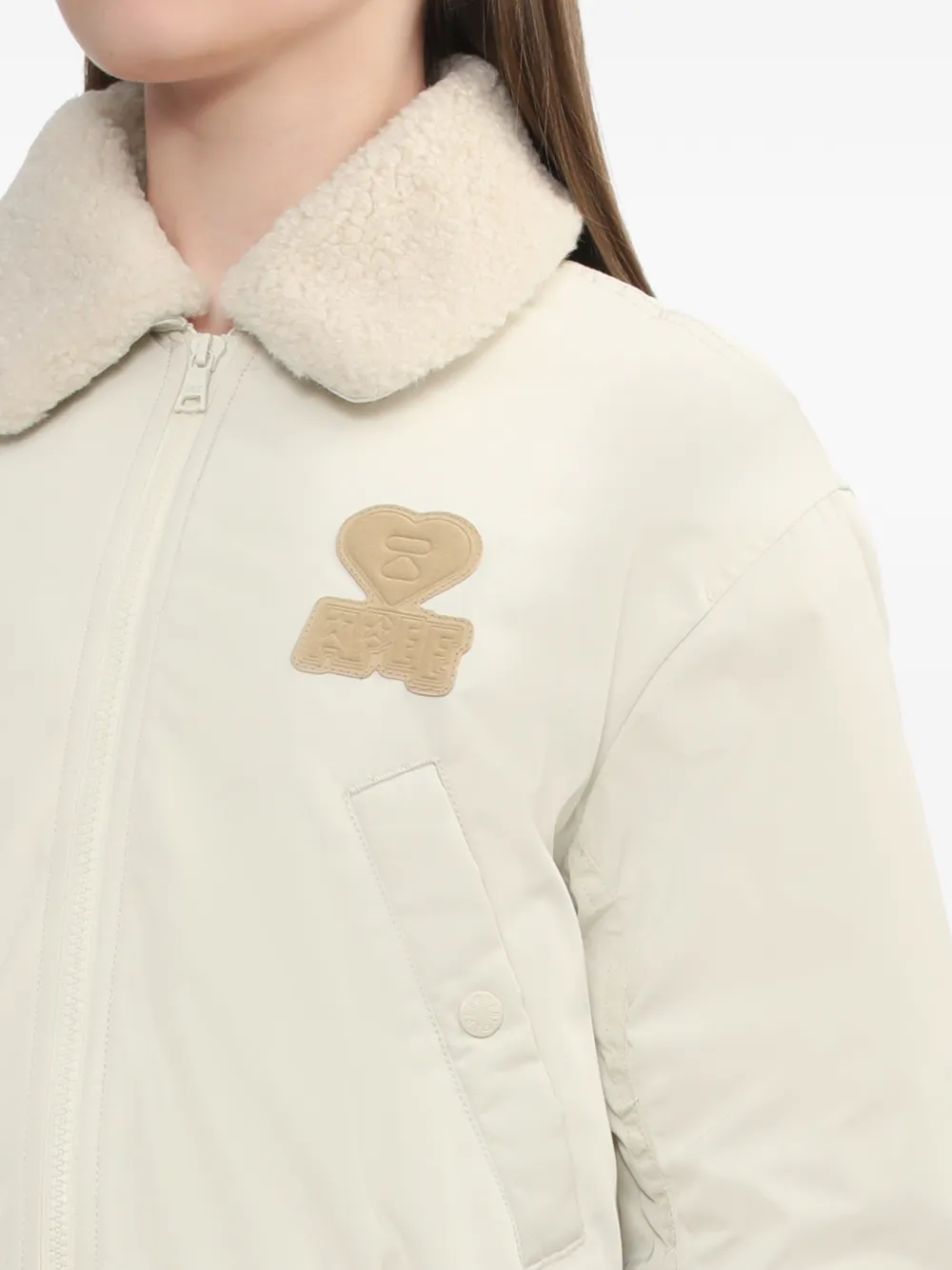 A BATHING APE Jack met lammy kraag en patch Beige