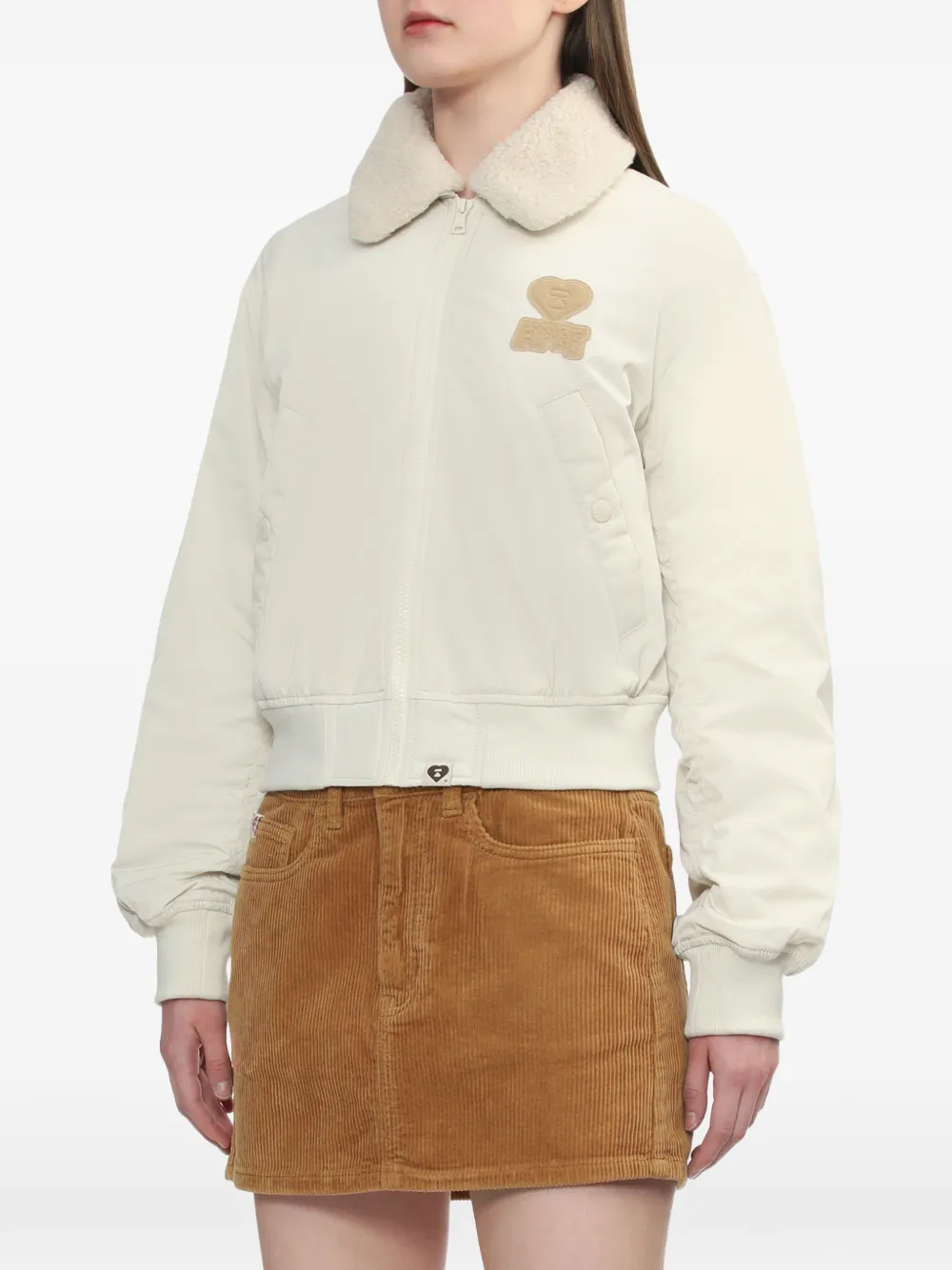  A Bathing Ape® Shearling Collar Patch Jacket - Neutrals 