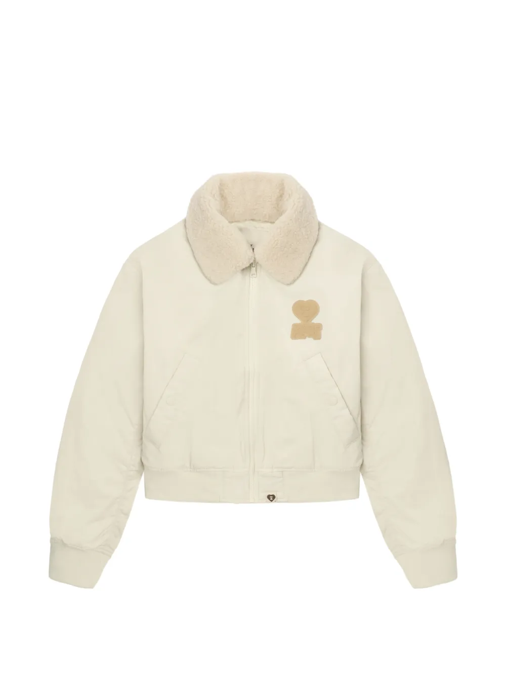 APEE™ by *A BATHING APE® shearling collar patch jacket - Toni neutri