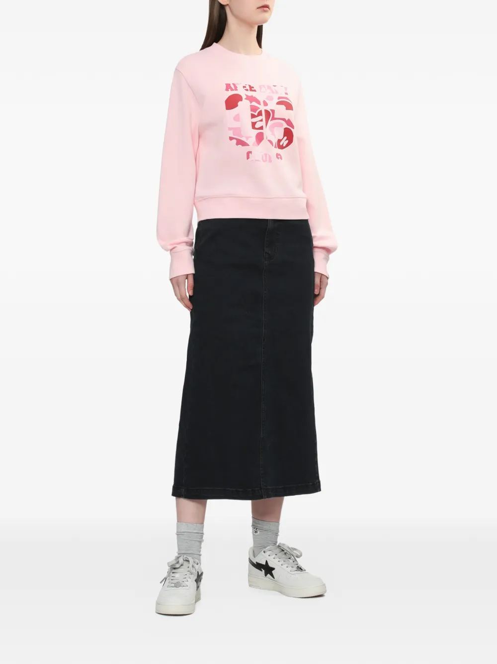  A Bathing Ape® Camouflage-print Crew-neck Sweater - Pink 