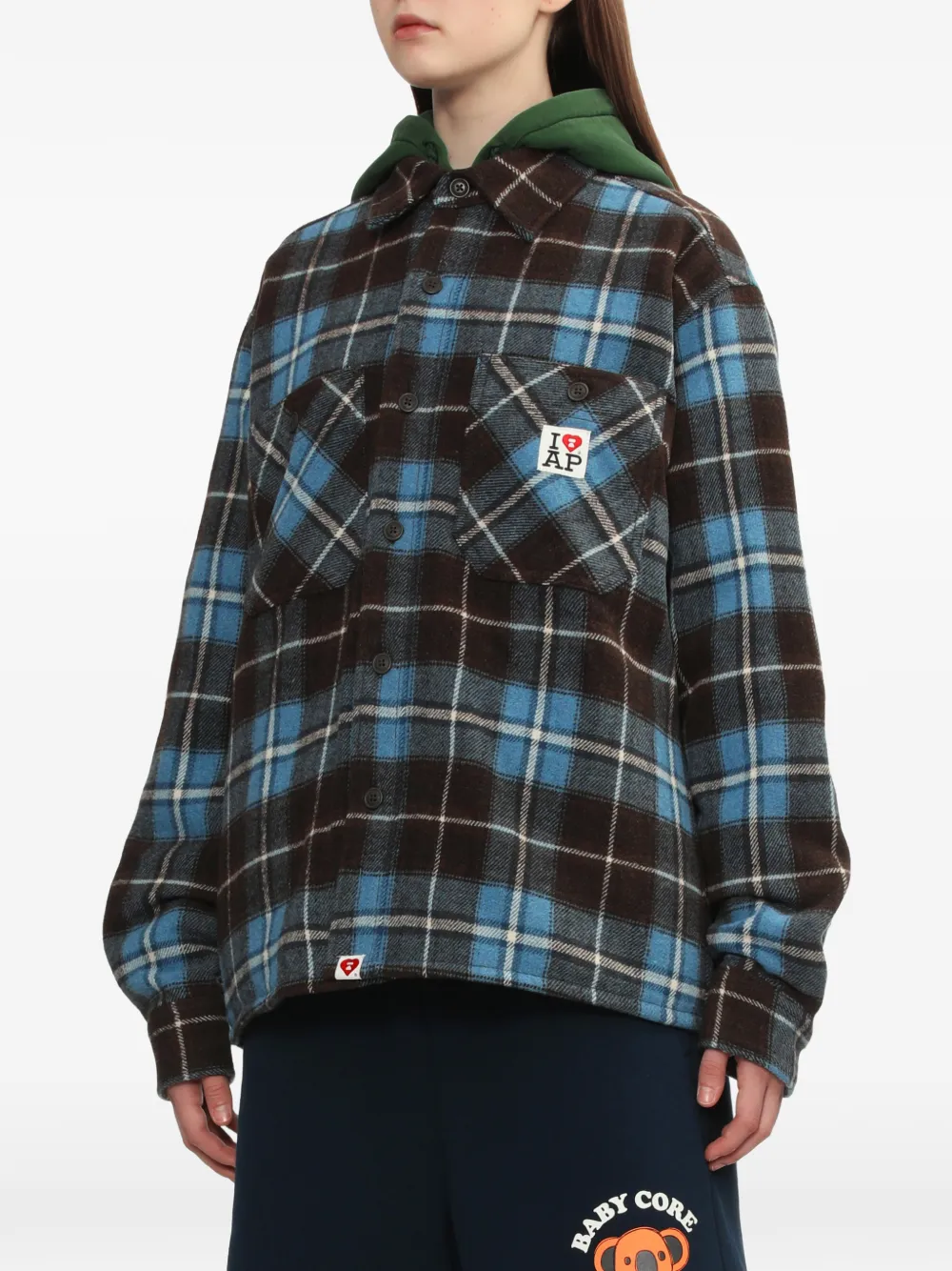  A Bathing Ape® Check Patch Pocket Shirt - Brown 