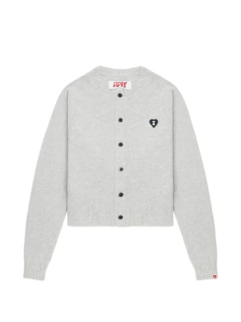 A BATHING APE® button heart knitwear