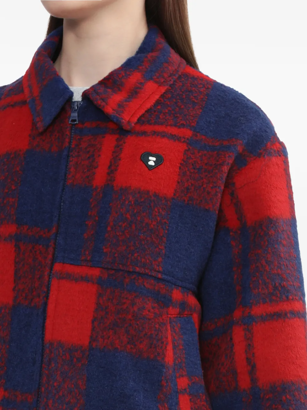 A BATHING APE Geruit jack met hartpatch Rood