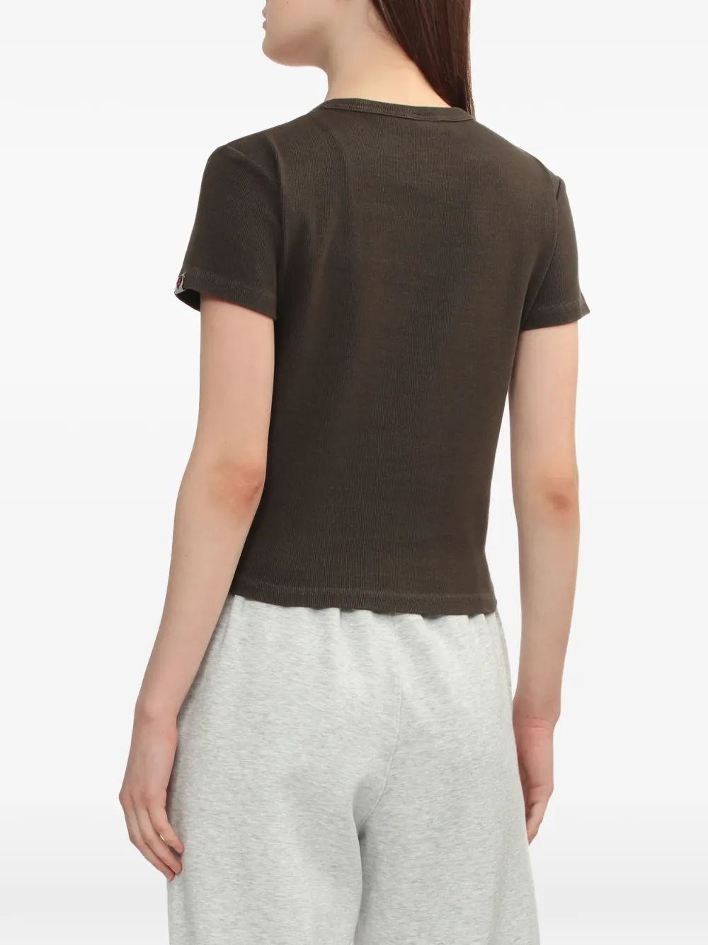 heart detail ribbed T-Shirt