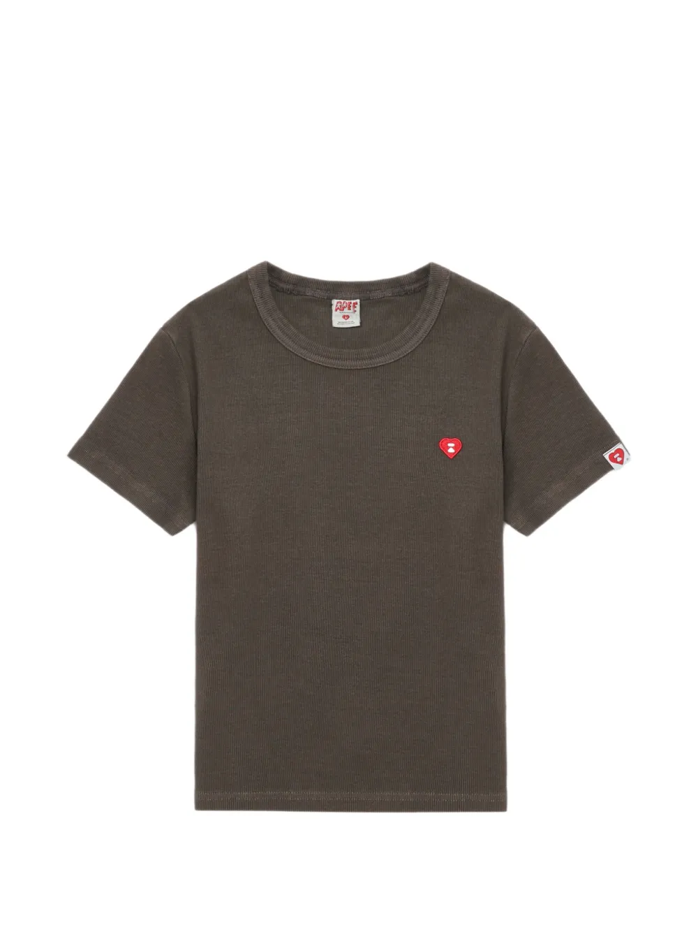 APEE™ by *A BATHING APE® heart detail ribbed T-shirt - Marrone