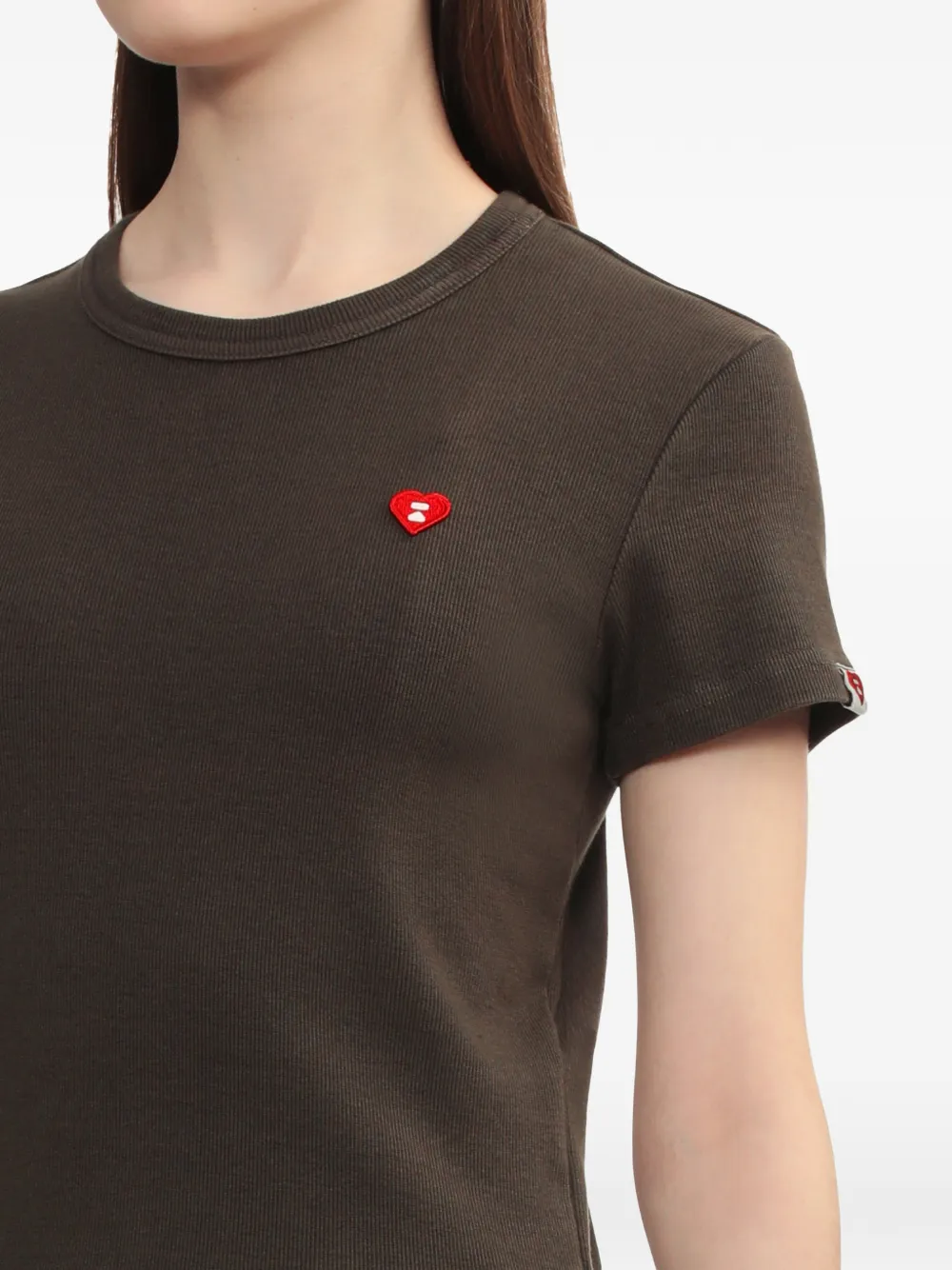 heart detail ribbed T-Shirt