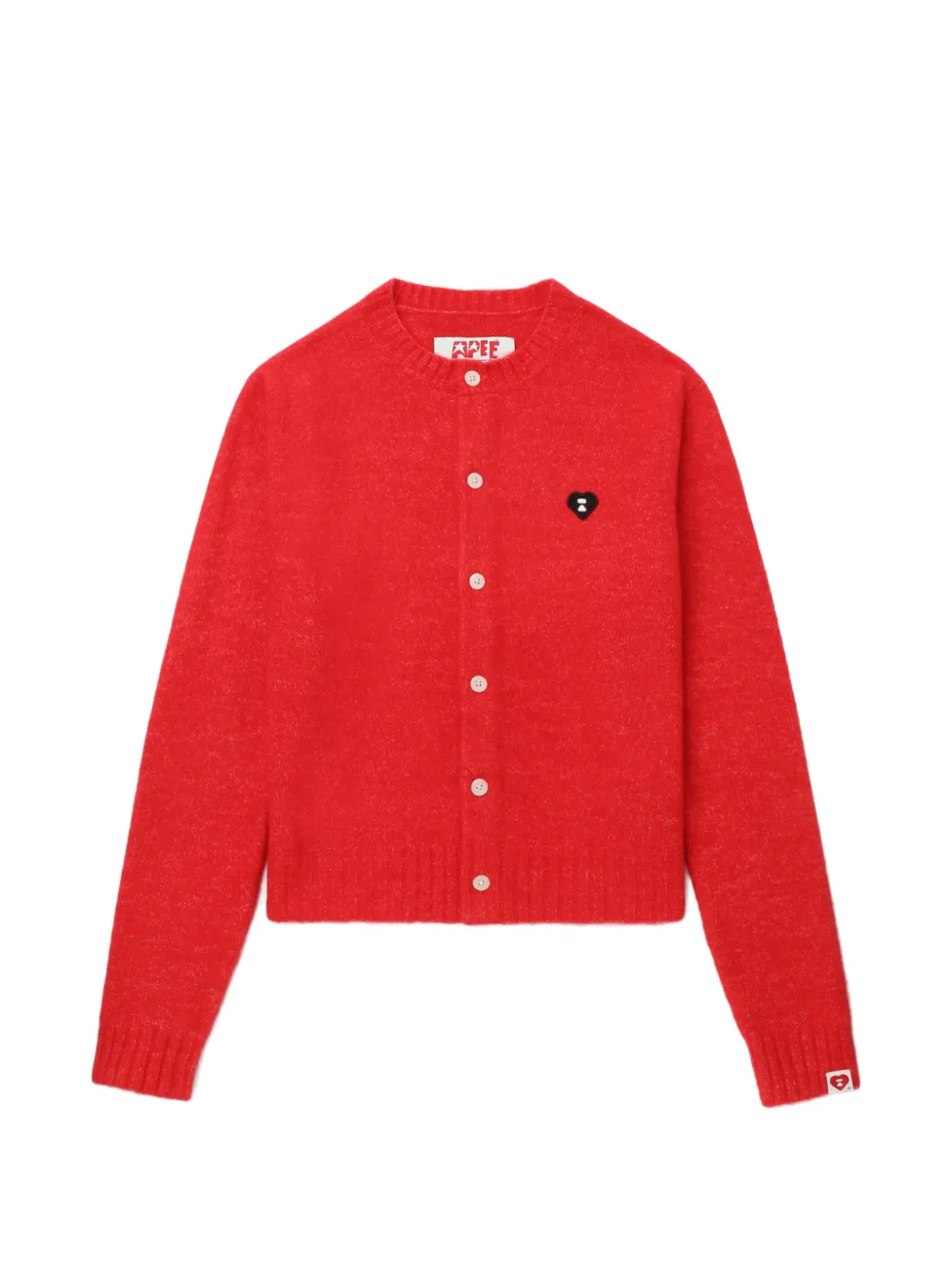 APEE™ by *A BATHING APE® heart-badge buttoned cardigan - Rosso