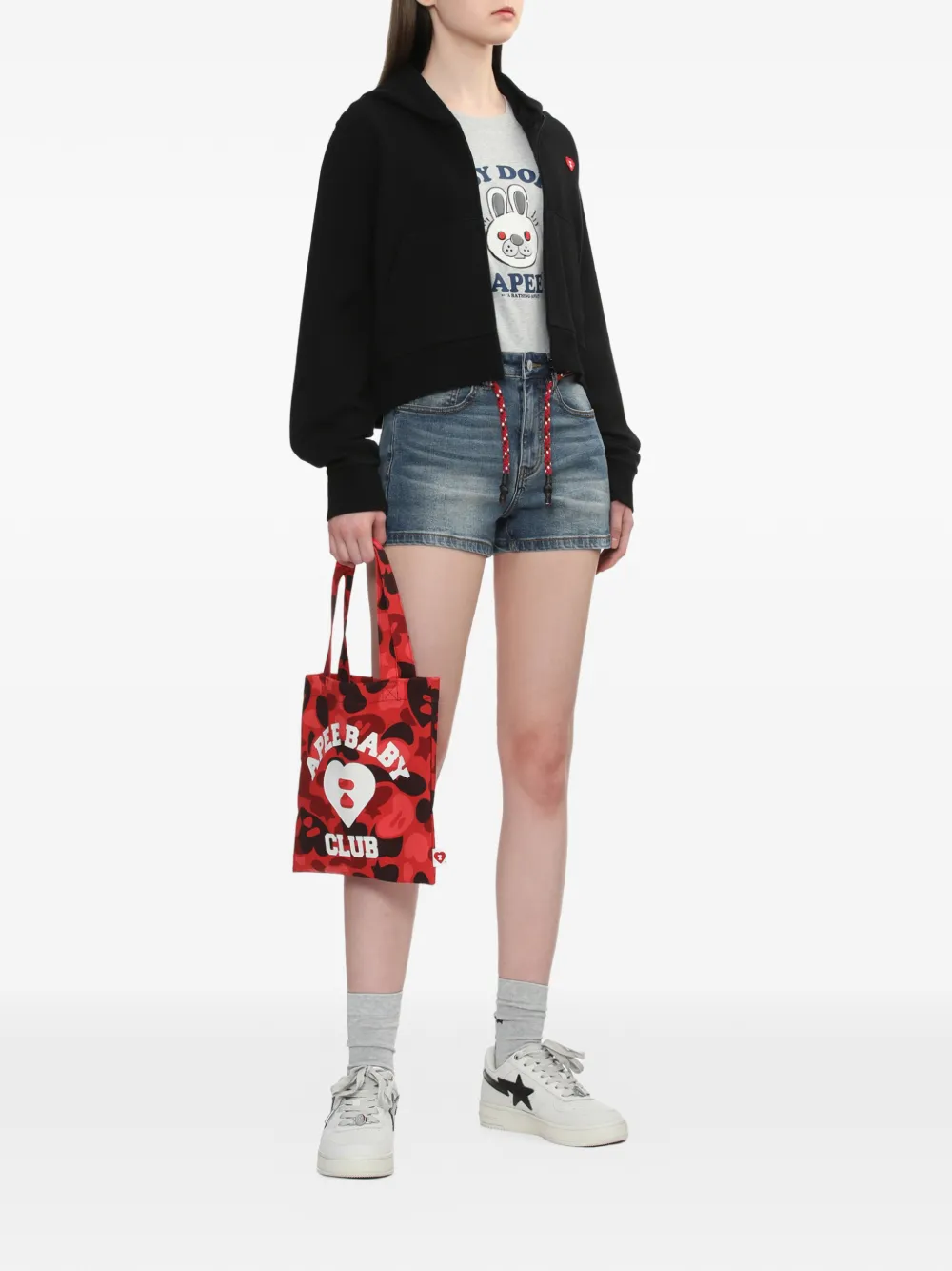 APEE™ by *A BATHING APE heart-appliqu&eacute; hoodie - Zwart