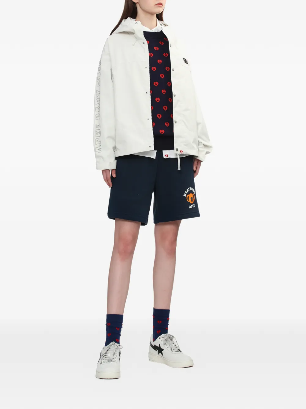  A Bathing Ape® Hooded Logo Jacket - Neutrals 