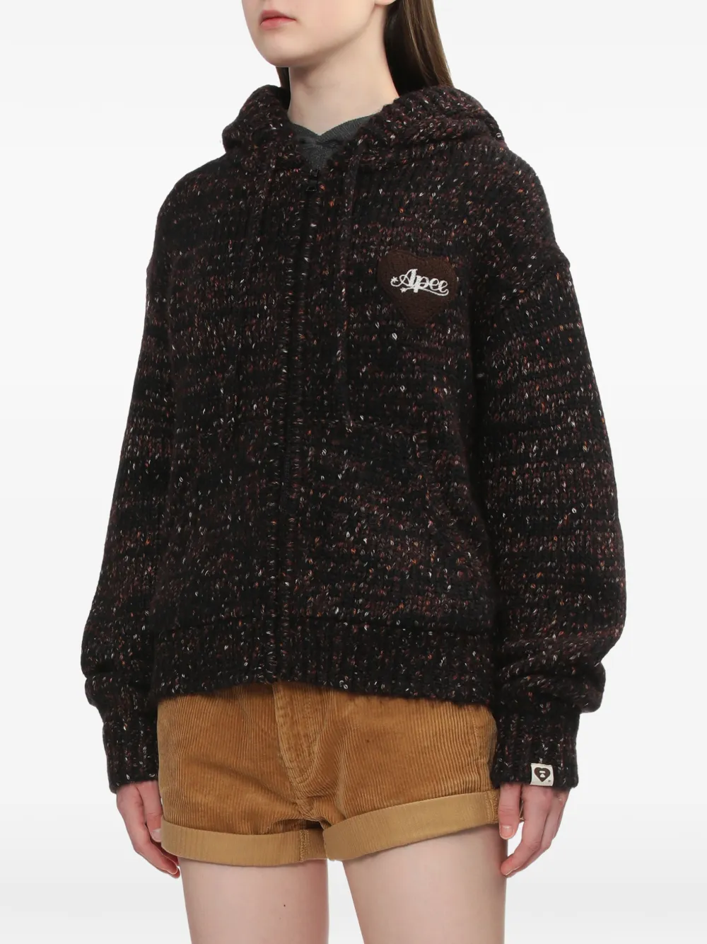  Apee™ By *a Bathing Ape® Hooded Zip Knitwear - Brown 