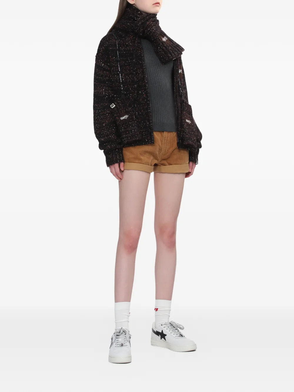  Apee™ By *a Bathing Ape® Hooded Zip Knitwear - Brown 