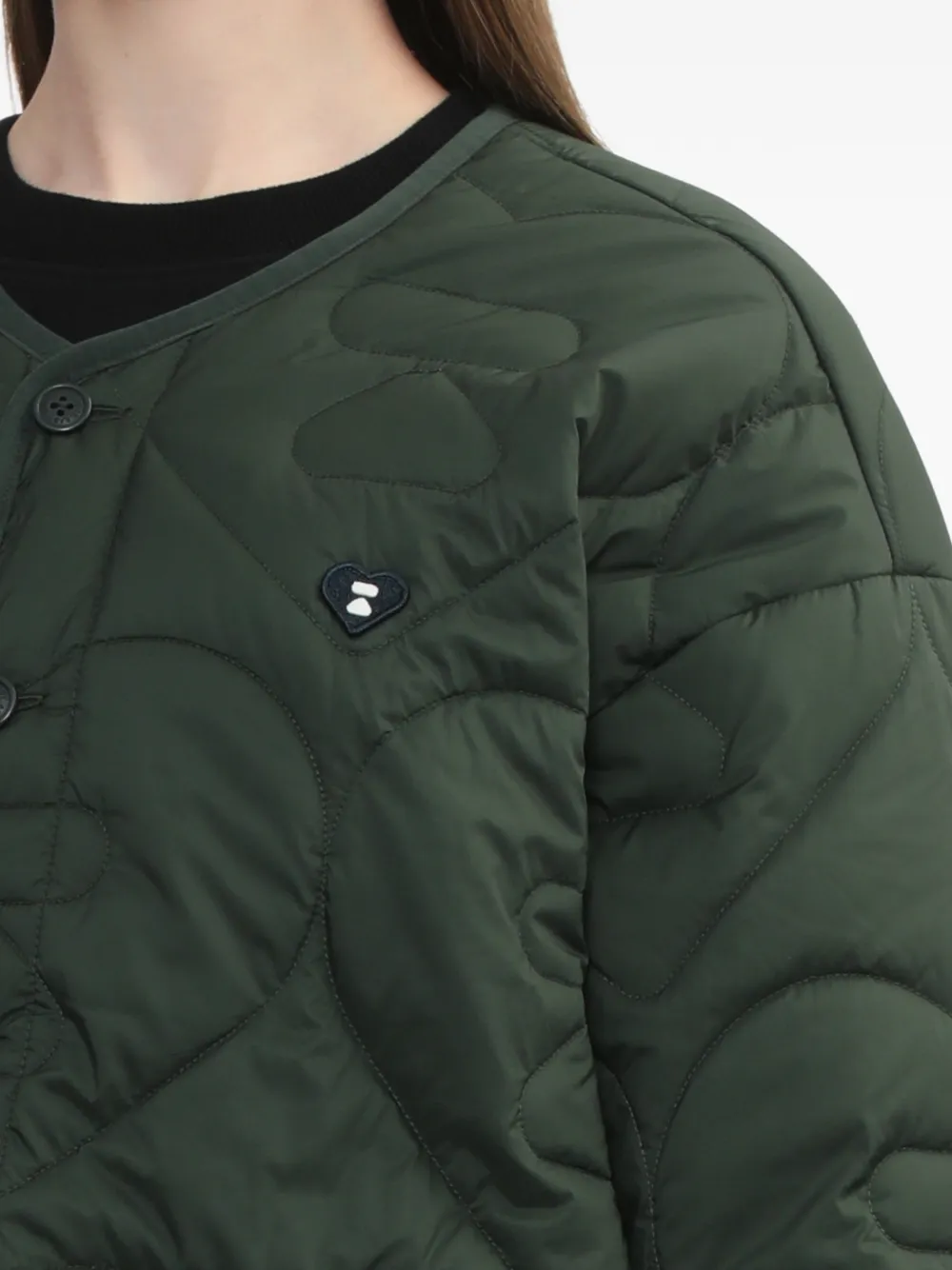 A BATHING APE Gewatteerd jack met hart Groen