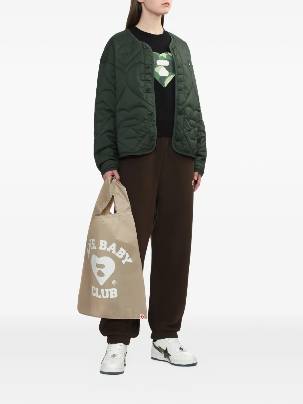 A BATHING APE Gewatteerd jack met hart Groen