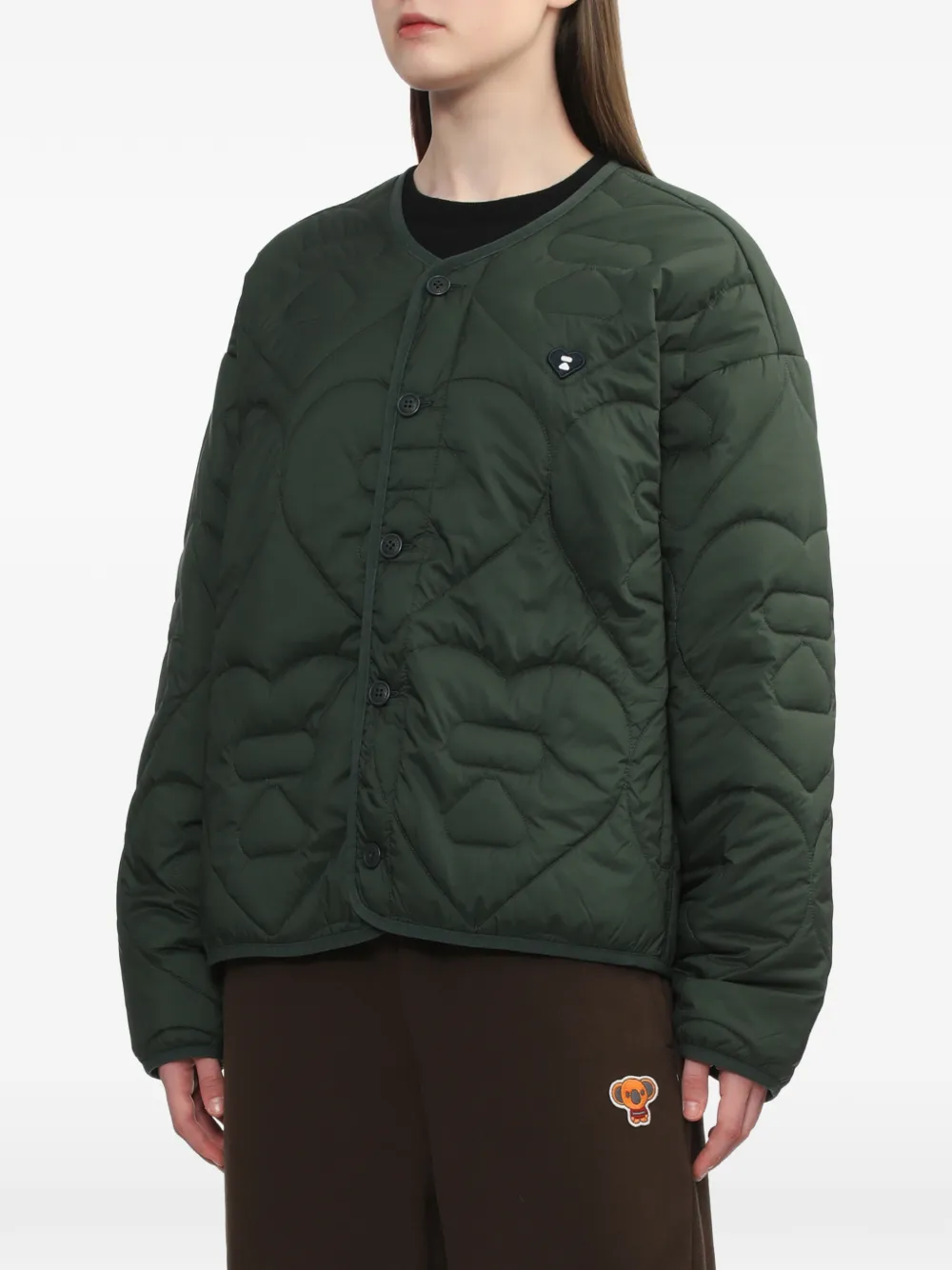 A BATHING APE Gewatteerd jack met hart Groen