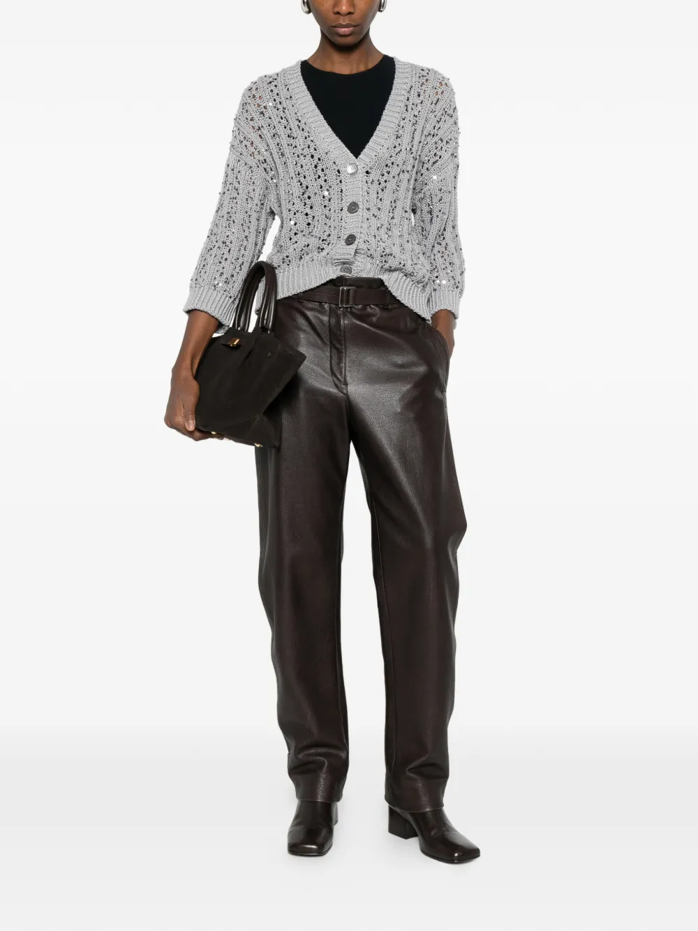  Peserico Sequin Button Cardigan - Grey 
