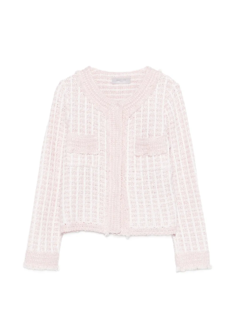 Charlott fringed-detail pocket cardigan - Rosa