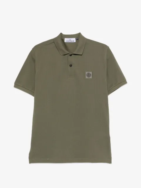 Stone Island playera tipo polo con botones y parche del logo