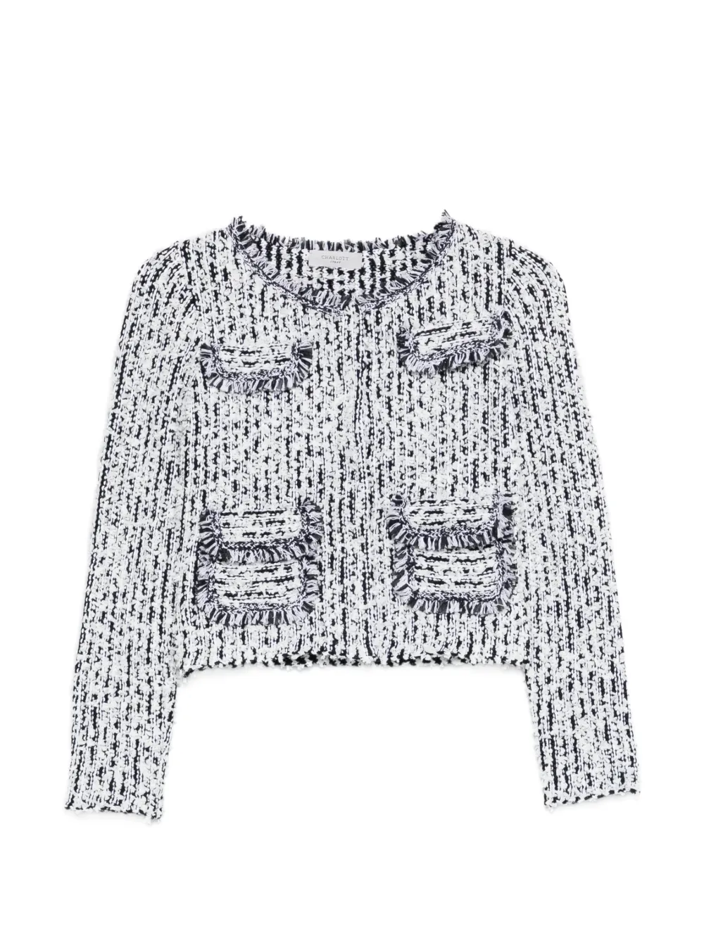 Charlott fringed pocket jacket - Bianco