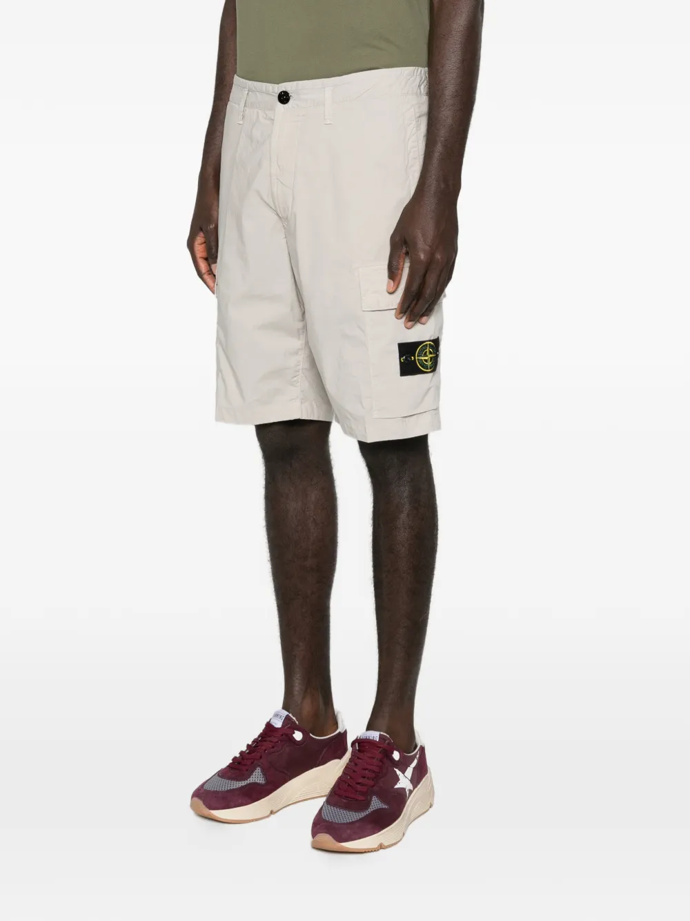  Stone Island Logo Patch Cargo Shorts - Neutrals 