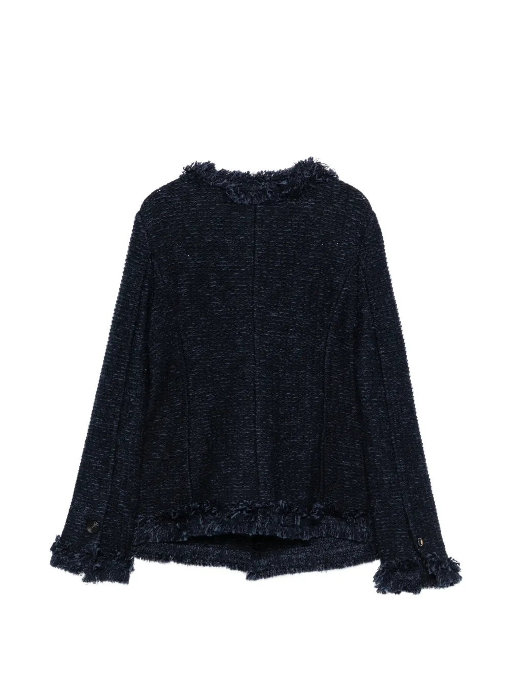 Frayed-Detail Buttoned Cardigan