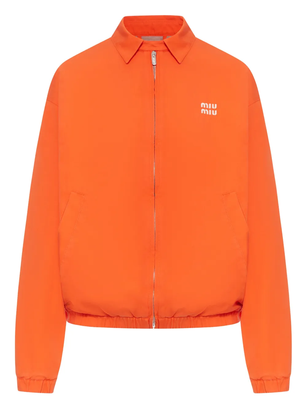 Miu Miu zip-up logo-detail bomber jacket - Arancione