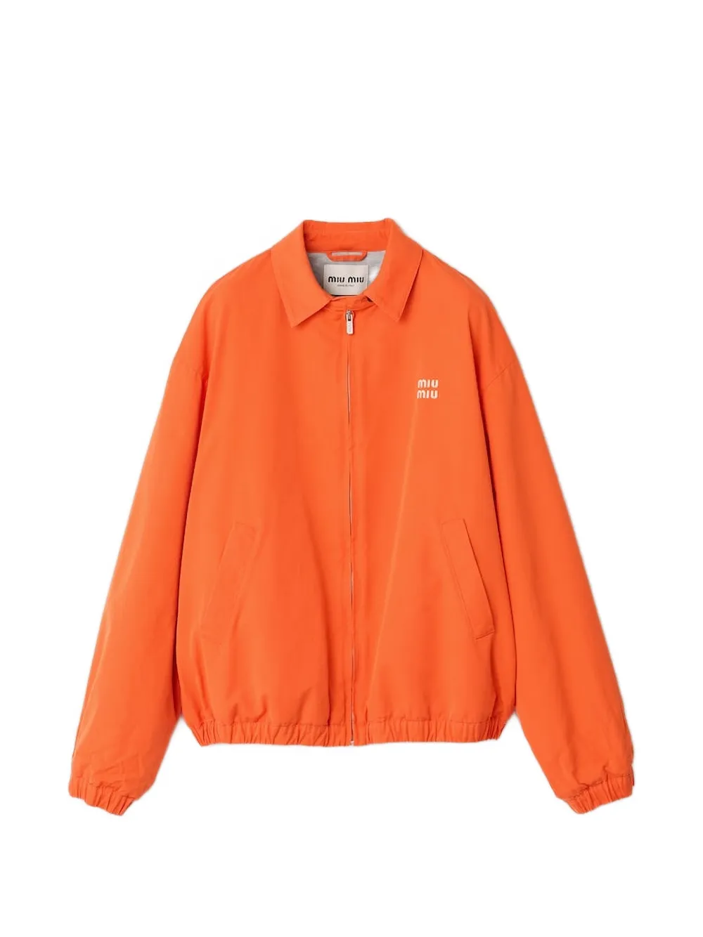 Miu Miu zip-up logo-detail bomber jacket - Arancione