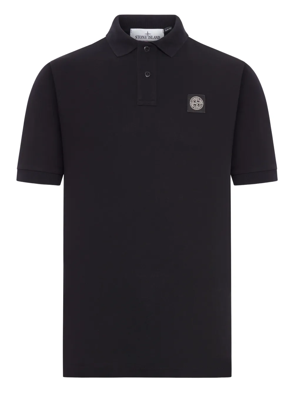 Stone Island compass logo patch polo shirt - Schwarz