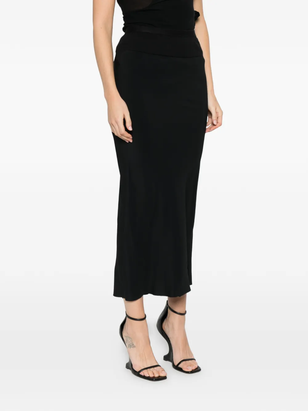 Rick Owens Geribbelde midi-rok Zwart