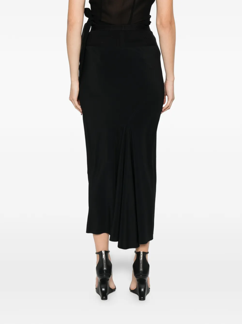 Rick Owens Geribbelde midi-rok Zwart