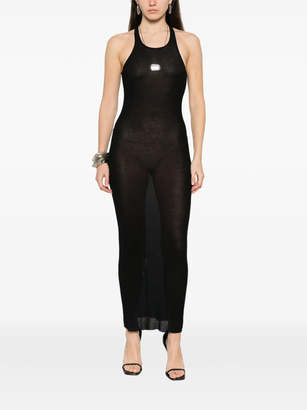 Rick Owens racerback maxi tank dress - Zwart