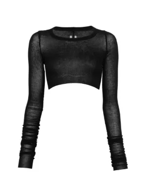 Rick Owens ロングスリーブ クロップド トップ | ブラウン | FARFETCH JP