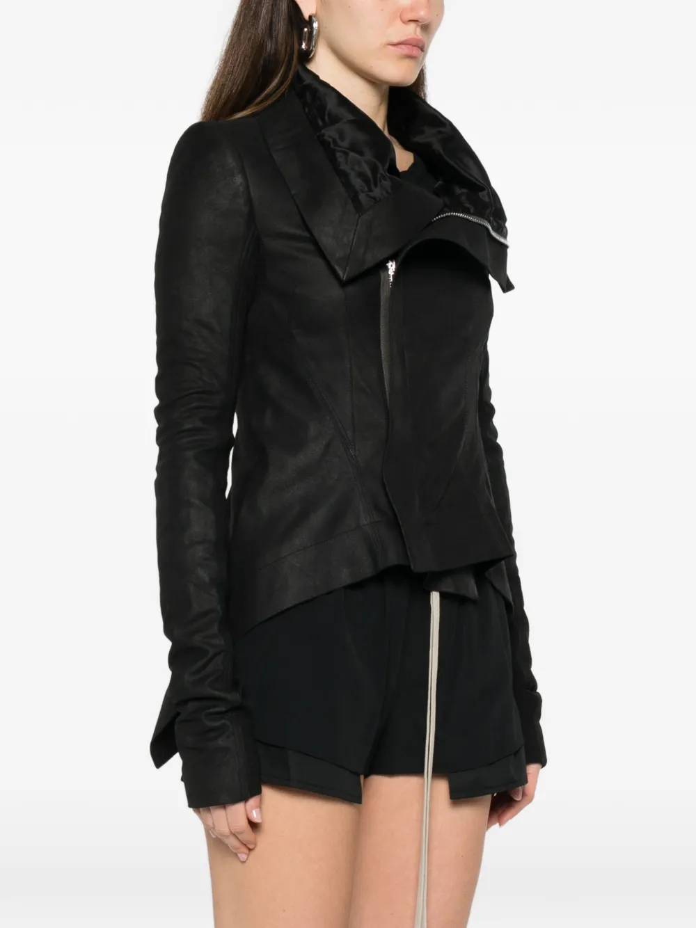 Rick Owens Naska asymmetrisch bikerjack met rits Zwart