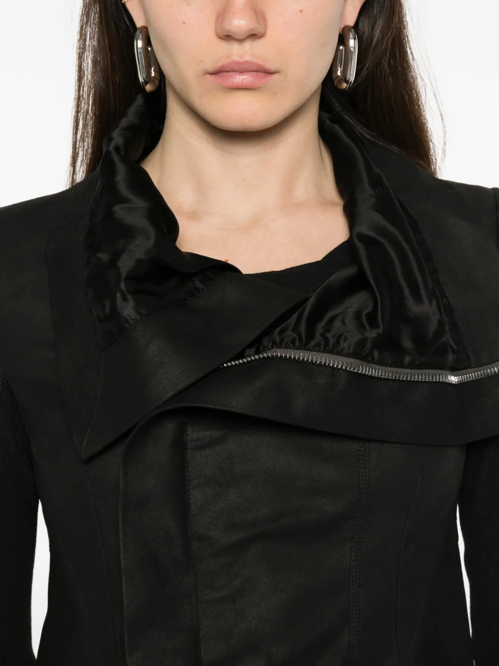 Rick Owens Naska asymmetrisch bikerjack met rits Zwart
