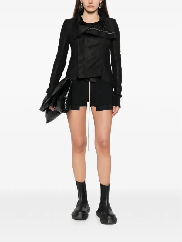 Rick Owens レディース レザー ドローストリング ショートパンツ Rick Owens Fog ドローストリング ショートパンツ | ブラック