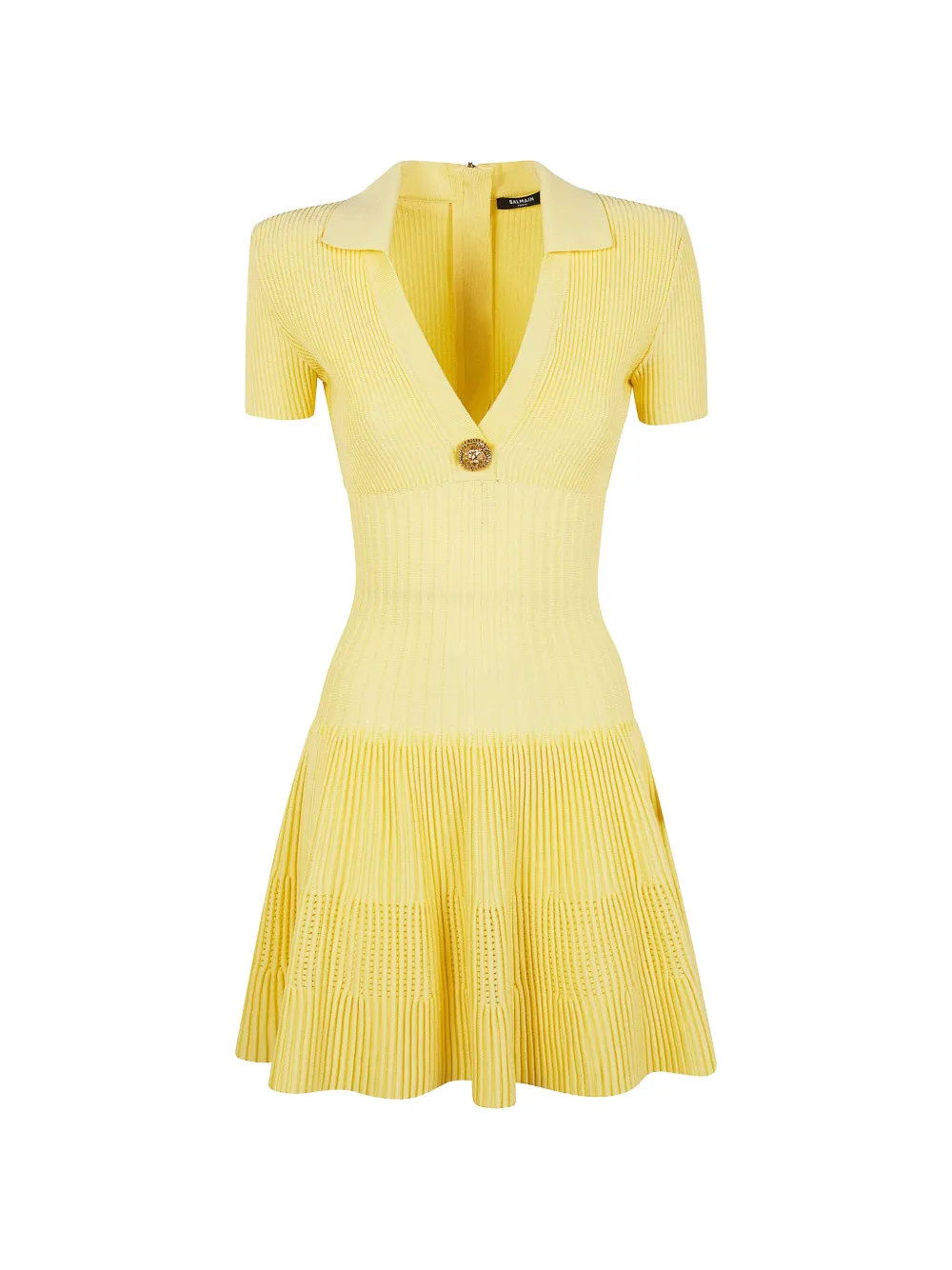 Balmain lion-button ribbed dress - Giallo