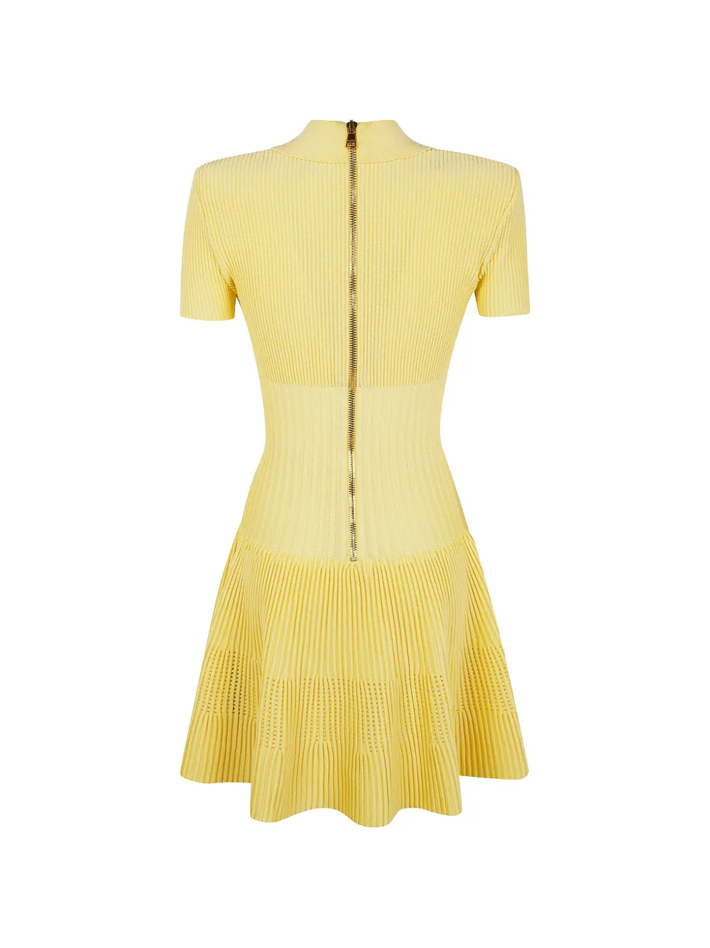 Balmain lion-button ribbed dress - Geel