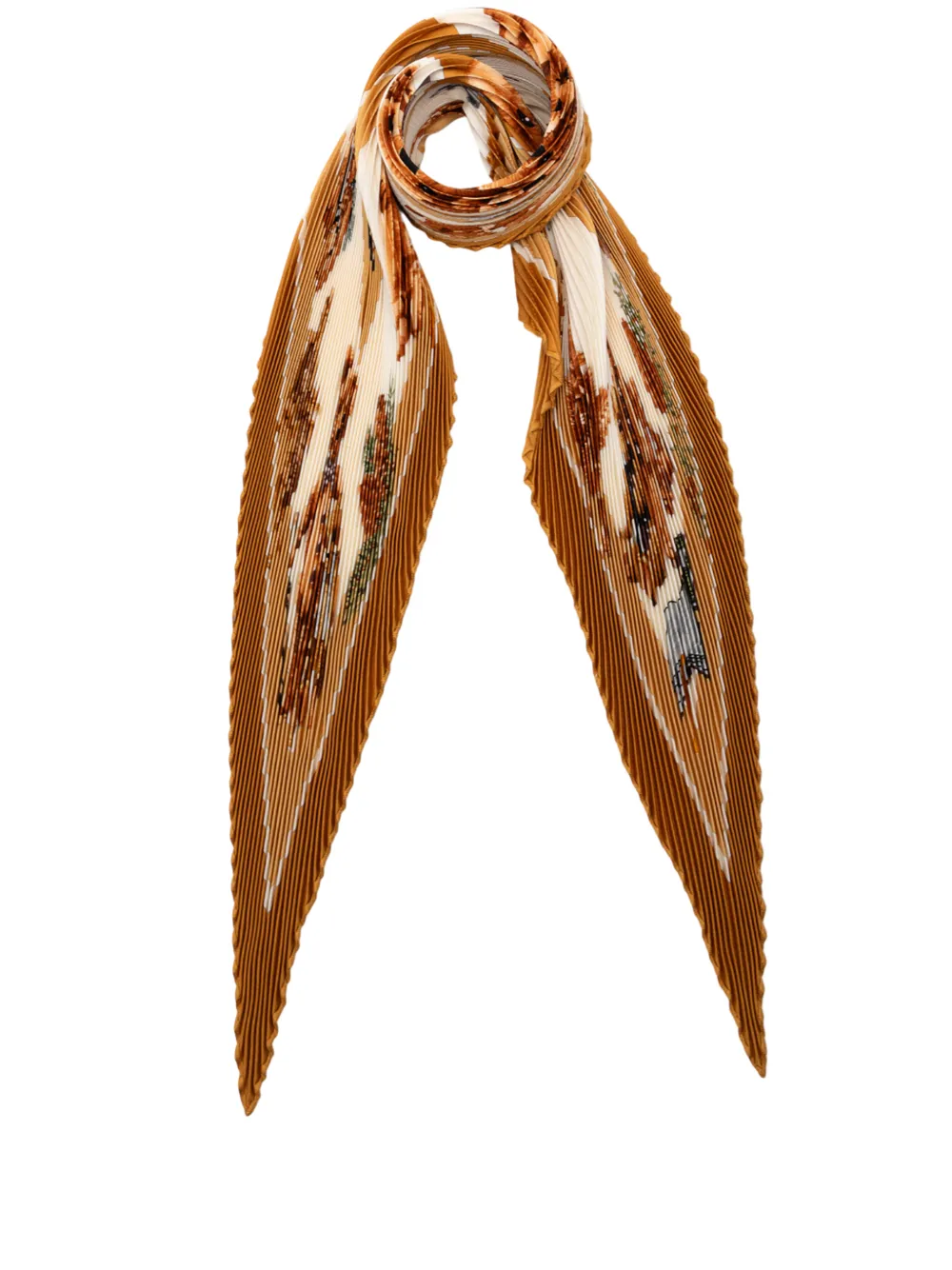 Hermès Pre-Owned 2000-2025 Confidents Des Coeurs Pleated Silk Scarf scarves - Marrone