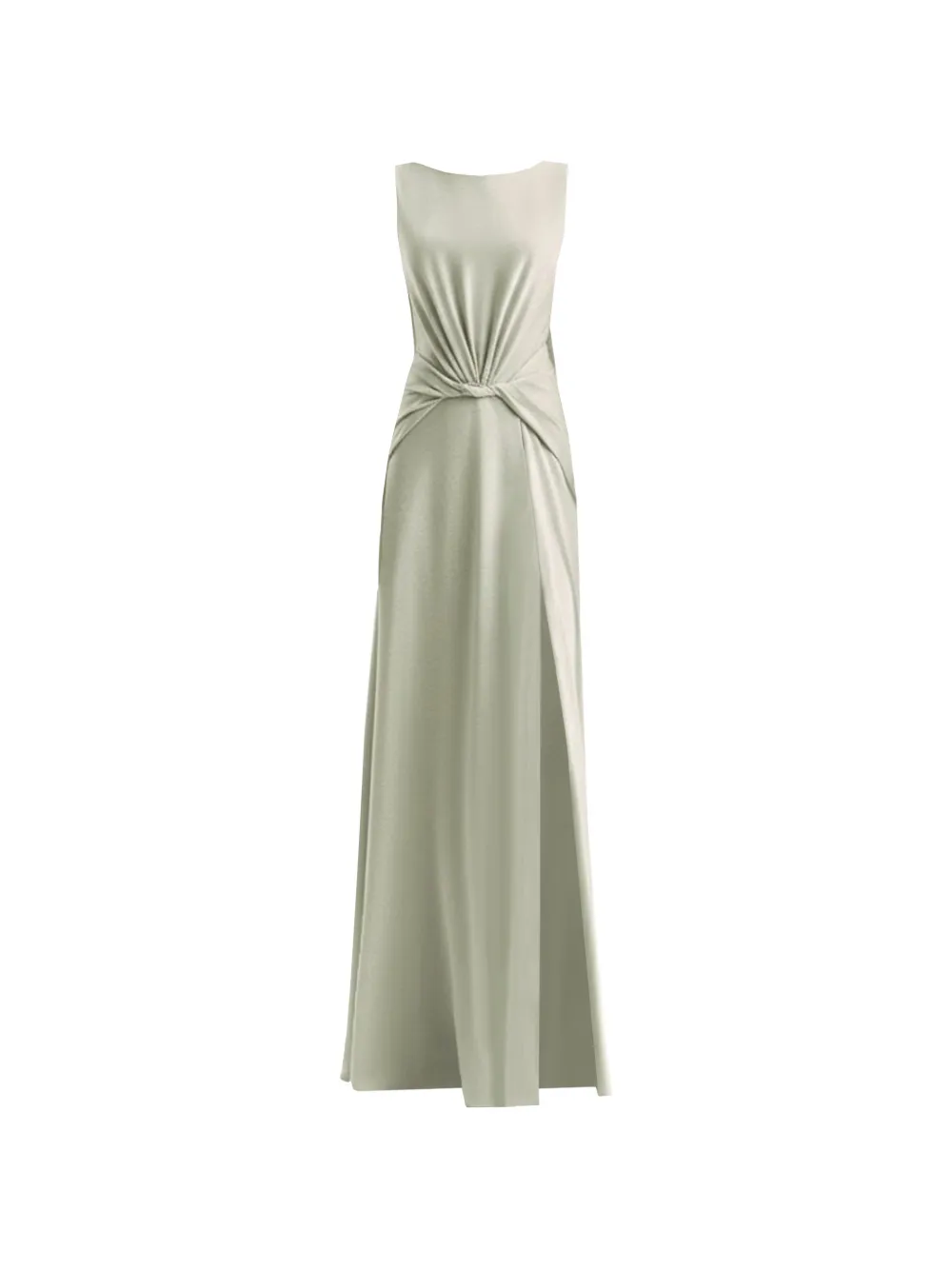Gemy Maalouf draped satin knot waist dress - Verde