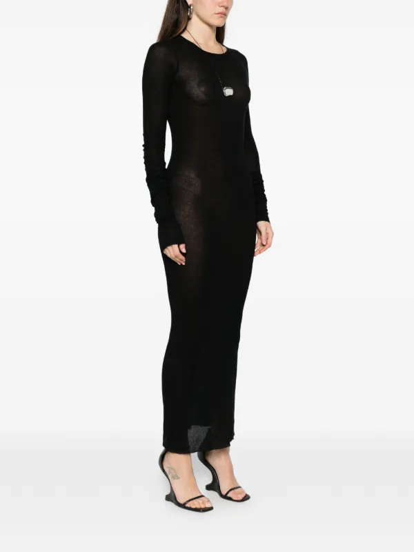 fitted lace wedding dress Rick Owens // Brown Long Sleeve Cowl Neck Dress – VSP Consignment main image 0