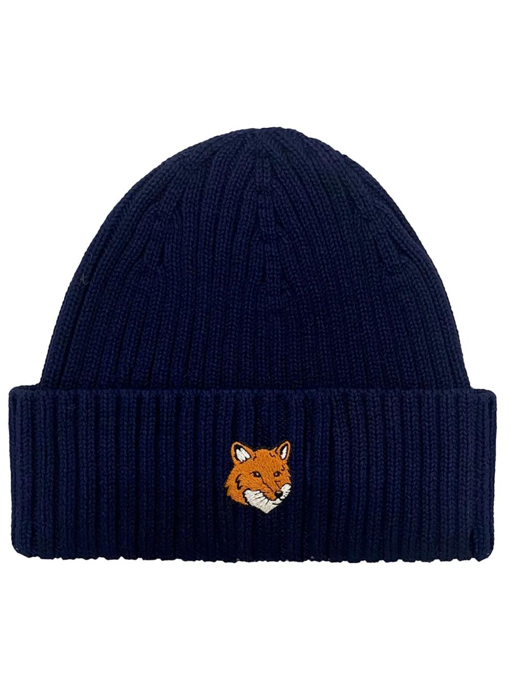 Maison Kitsun&eacute; embroidered ribbed hat - Blauw