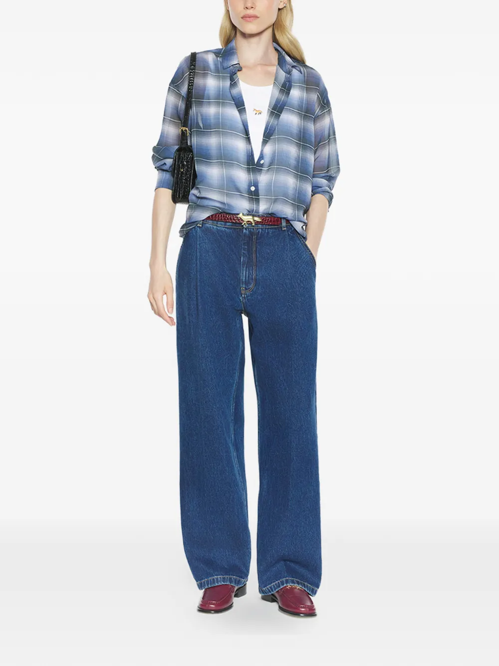 Maison Kitsun&eacute; plaid buttoned shirt - Blauw