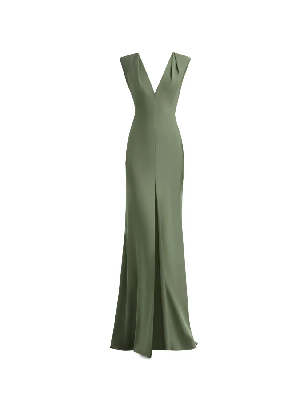 Gemy Maalouf slim V-neck pleated maxi dress - Verde