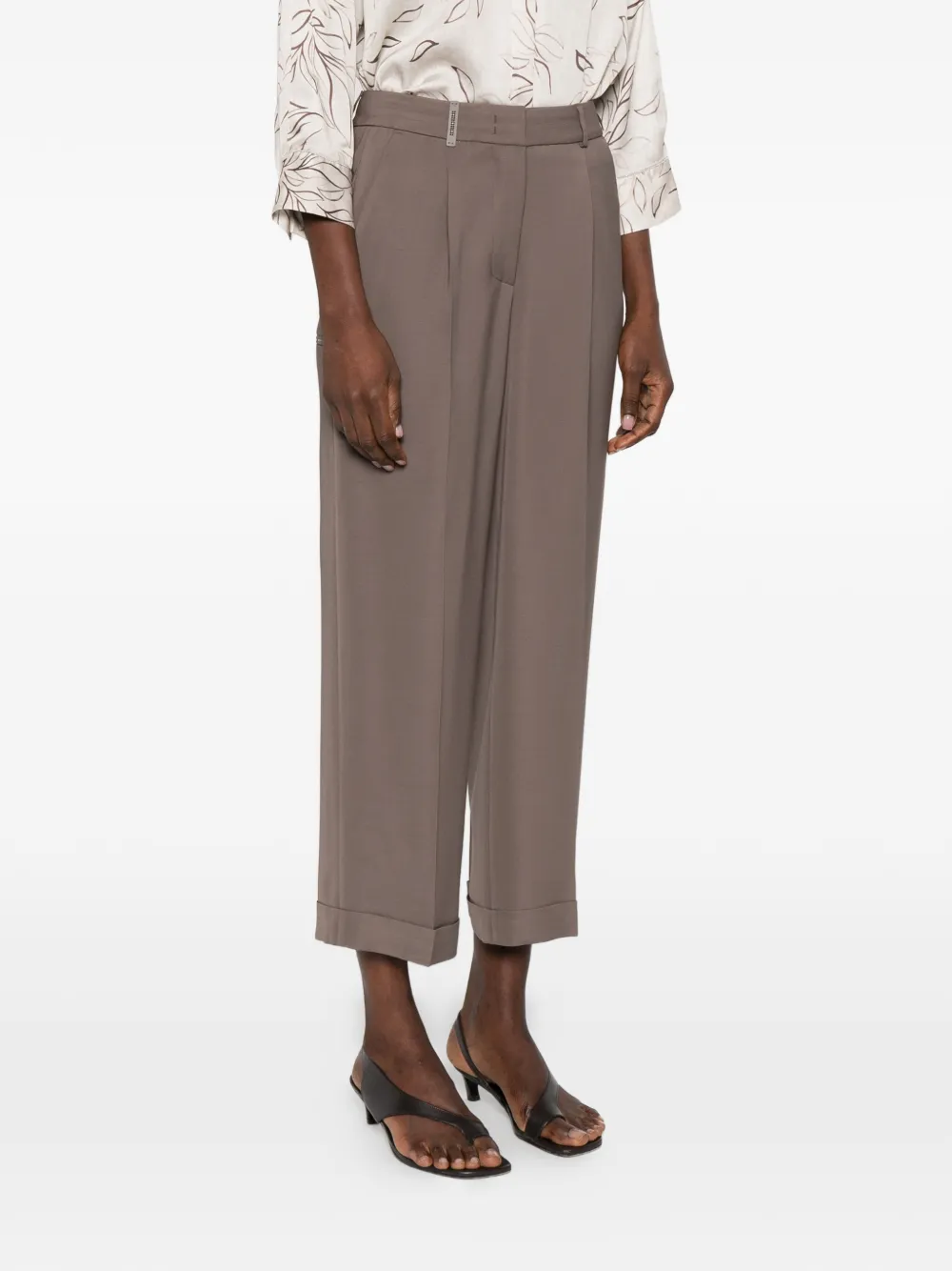  Peserico Cuffed Straight Trousers - Brown 