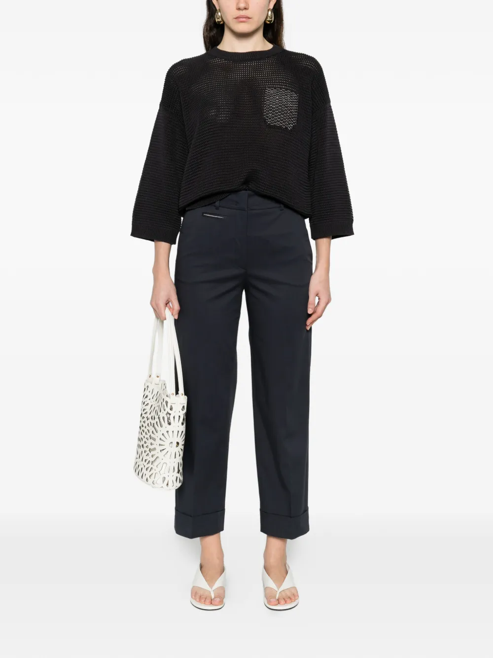 Peserico Broek met cuffs Blauw