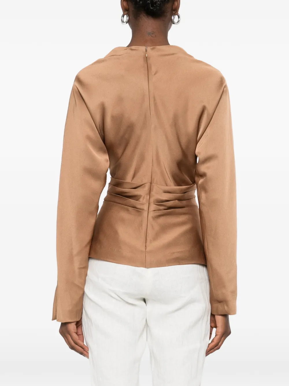 SIMKHAI Victoria gedrapeerde top met col Bruin