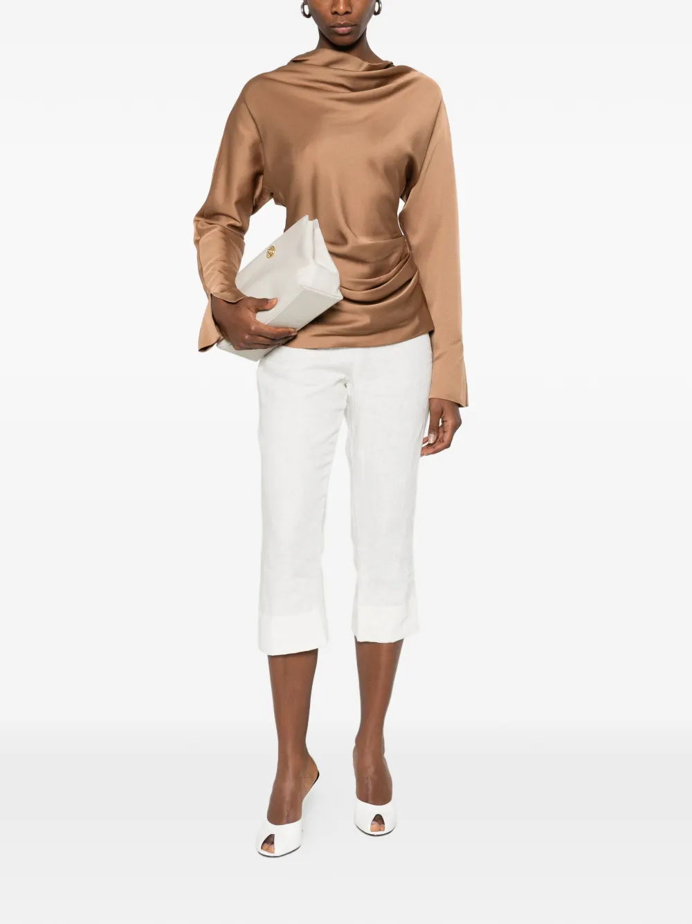 Simkhai Victoria draped cowl-neck top - Bruin