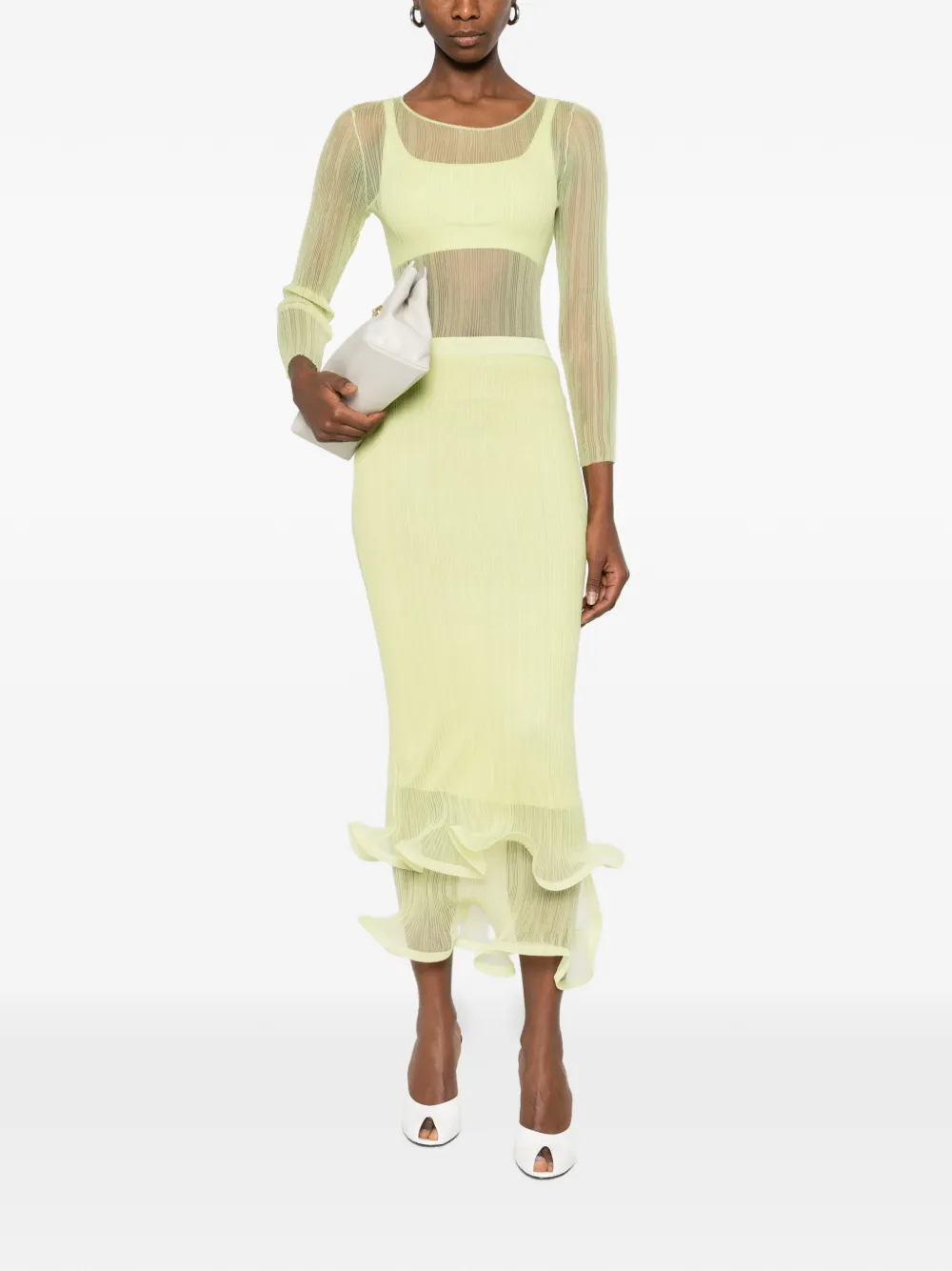 Simkhai Kelso ruffled maxi skirt - Geel