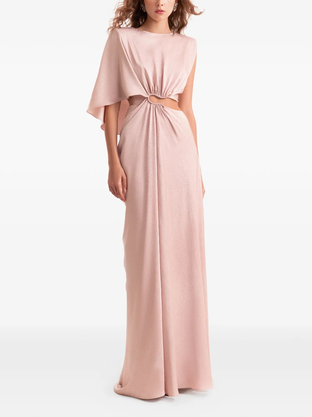 Gemy Maalouf cape-sleeve buckled dress - Roze